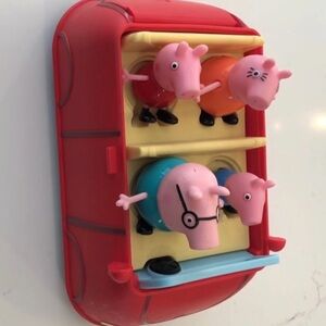 Peppa Pig's 4 Seat Red Car Interactive Vehicle Makes Sounds Includes (4) Pigs.